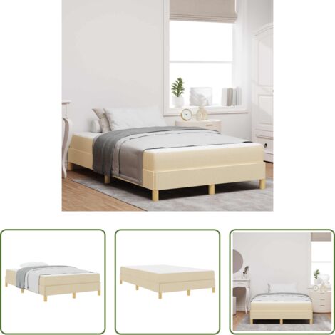 Cama matrimonial -  Cama tipo Box Spring con colchón Crema 120 x 190 cm tela