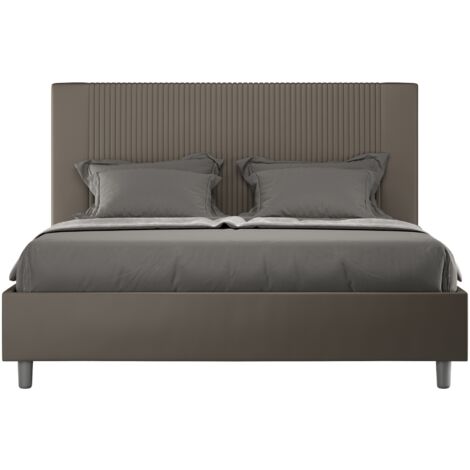Cama matrimonio contenedor 160x190 moderno polipiel Goya M  Color: Marrón - Versión: Con caja de almacenaje
