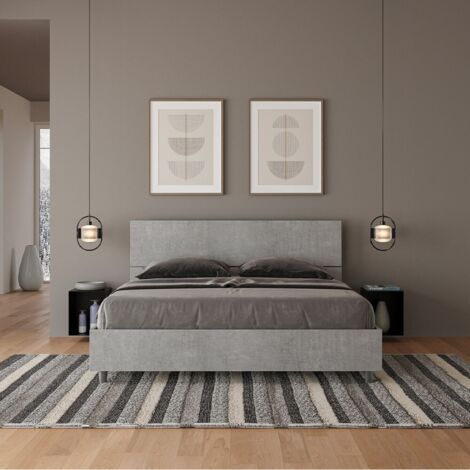 Cama matrimonio lamas gris cabecero inclinado 160x190cm Demas I Concrete
