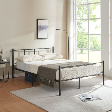 Cama matrimonio Laos con somier metal 140 x 200cm - Negro [en.casa]