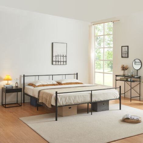 Cama matrimonio Laos con somier metal 160 x 200cm - Negro [en.casa]