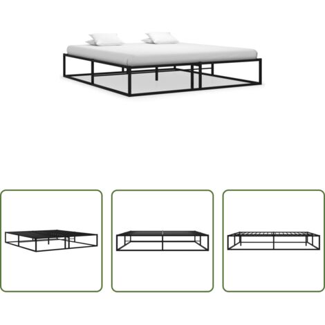 Cama metalica -  Estructura de cama sin colchón metal negro 200x200 cm