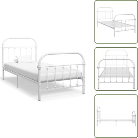Cama metalica - vidaXL Estructura de cama sin colchón metal blanco 90x200 cm - Cama blanca