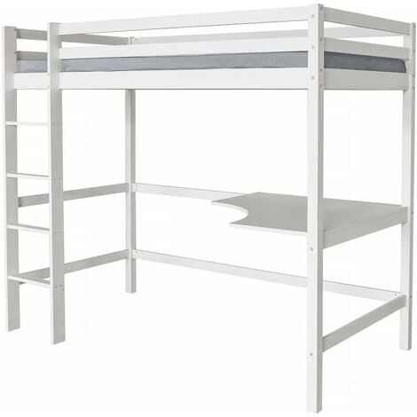 HABITAT ET JARDIN Cama mezzanine infantil con escritorio "Angéla" 90 x 190 cm - Blanco