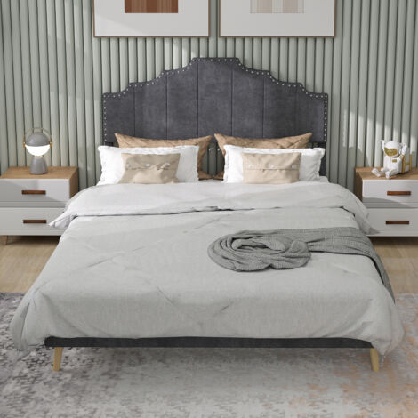 Cama moderna minimalista y suave, cabecero cómodo y mullido, 160200CM, gris, mueble de dormitorio multifuncional, estructura de cama con cajón bajo, no incluye barra neumática, no incluye colchón.