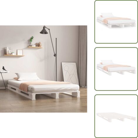 Cama moderna - vidaXL Cama de palets madera maciza de pino blanca 100x200 cm - Cama rústica