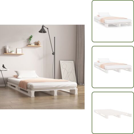 Cama moderna - vidaXL Cama de palets madera maciza de pino blanco 90x200 cm - Cama rústica