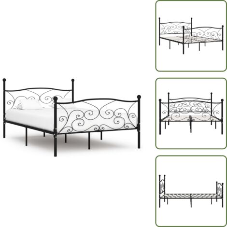 Cama moderna - vidaXL Estructura de cama con somier metal negro 120x200 cm - Cama elegante