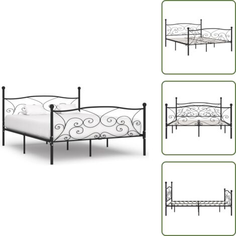 Cama moderna - vidaXL Estructura de cama con somier metal negro 180x200 cm - Cama elegante