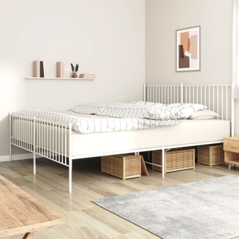 Cama Moderno Estructura Cama para adulto metal con cabecero y estribo blanco 180x200 cm ES29937A