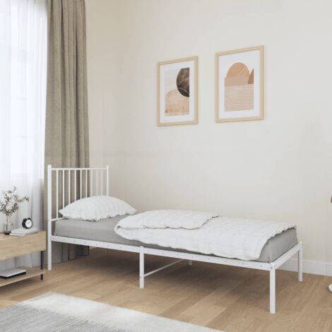 Cama Moderno Estructura de Cama para adulto de metal con cabecero blanco 80x200 cm ES36381A