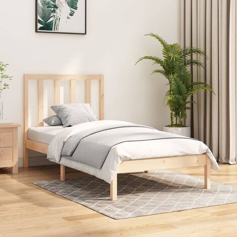 Cama Moderno Estructura Cama para adulto cajones madera maciza de pino  blanco 90x200 cm ES29828A