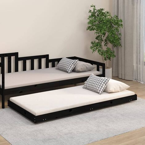 Cama individual Moderno Estructura Cama para adulto madera maciza pino  negra 90x190 cm ES92914A