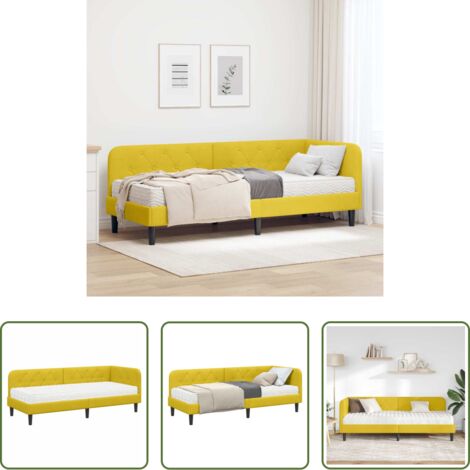 Cama multifuncional -  Estructura de cama en esquina Amarillo 80 x 200 cm Terciopelo