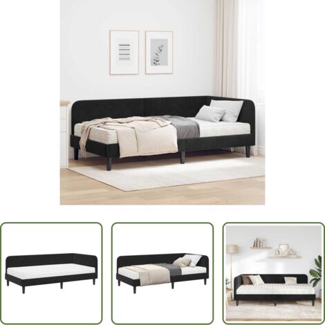 Cama multifuncional -  Estructura de cama en esquina Negro 90 x 190 cm Terciopelo