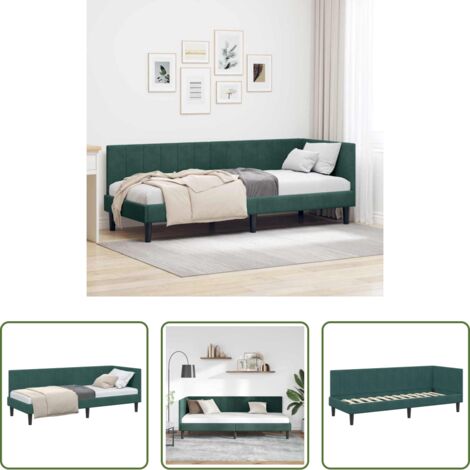 Cama multifuncional -  Estructura de cama en esquina Verde oscuro 80 cm x 200 cm