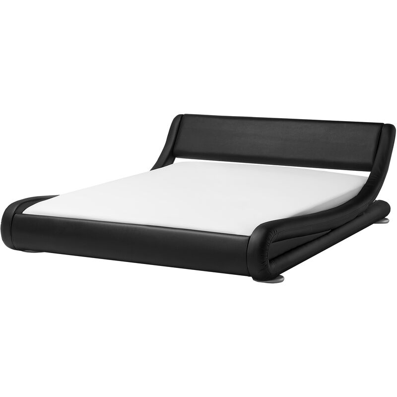 

Beliani - Cama negra en piel sintética 180x200 cm AVIGNON