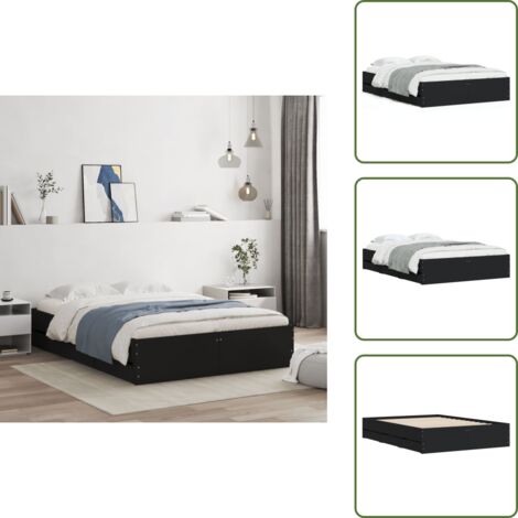 Cama negra - vidaXL Cama con cajones madera de ingeniería negro 120x190 cm - Cajones para dormitorio