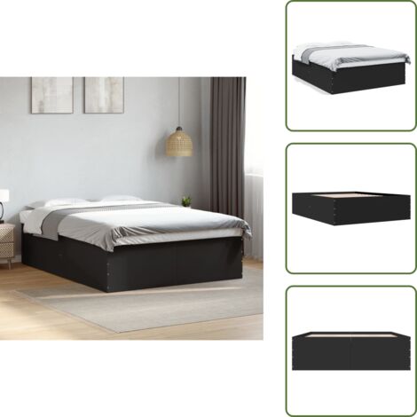 Cama negra - vidaXL Estructura de cama madera de ingeniería negra 160x200 cm - Cama moderna