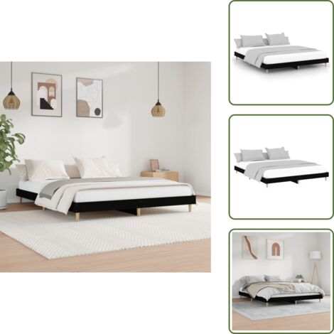 Cama negra - vidaXL Estructura de cama madera de ingeniería negra 200x200 cm - Cama de eucalipto