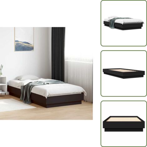 Cama negra - vidaXL Estructura de cama madera de ingeniería negra 90x190 cm - Cama de madera contrachapada