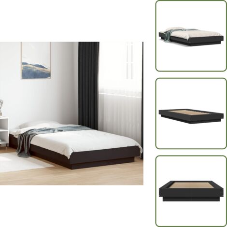 Cama negra - vidaXL Estructura de cama madera de ingeniería negra 90x200 cm - Cama moderna