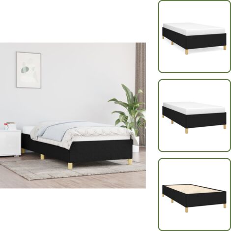 Cama negra - vidaXL Estructura de cama sin colchón tela negro 90x190 cm - Cama de madera contrachapada