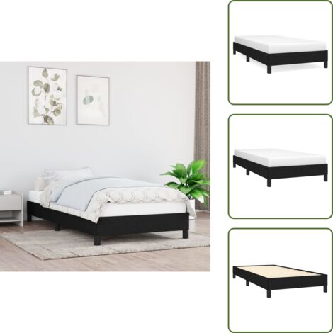 Cama negra - vidaXL Estructura de cama sin colchón tela negro 90x190 cm - Cama de madera contrachapada