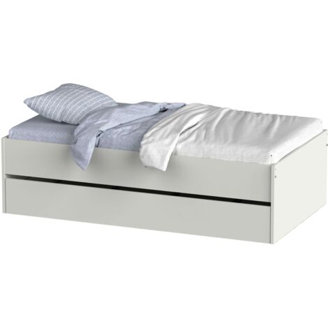 Cama Nido 105x190 cm, Cama Nido Grande, Cama Doble Juvenil Doble Terai Blanco