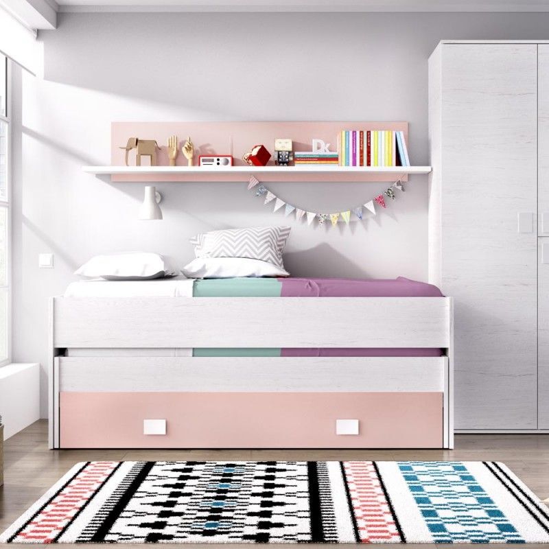 

Cama compacta Sorihuela y estantería dos colores 74 cm(alto)99 cm(ancho)200 cm(largo) Color ARTIC-ROSA