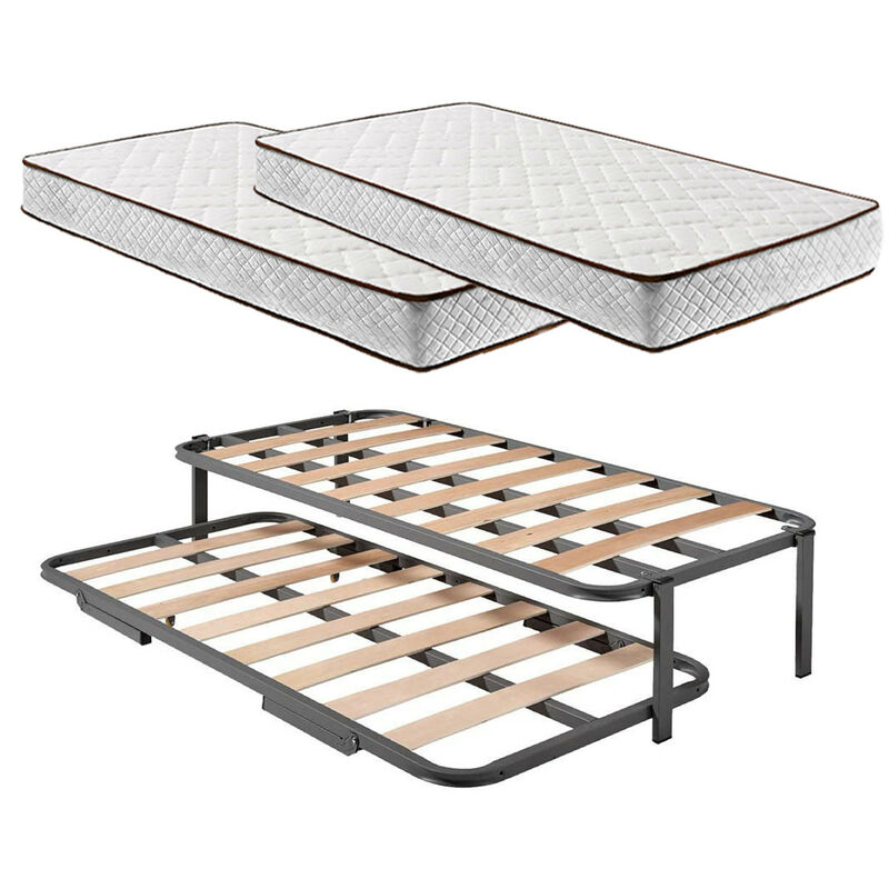 

Cama Nido 4 Patas con 2 Somieres Estructura Metálica Reforzada + 2 Colchones Flexitex con Tejido 3D y Aloe Vera, Altura 18 cm, 105x190 cm