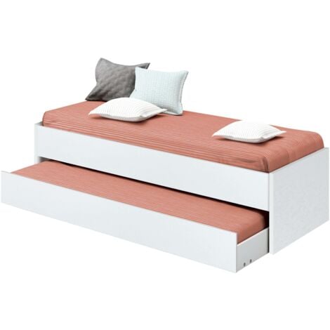 Cama Nido 90x190 cm Tibet Juvenil Melamina Estilo Moderno Color Blanco