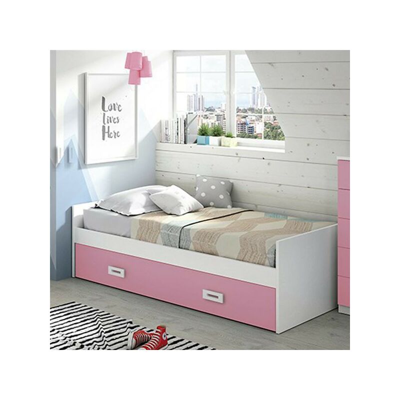 

Cama nido 90x190 cms, color Rosa y Blanco, ref-02