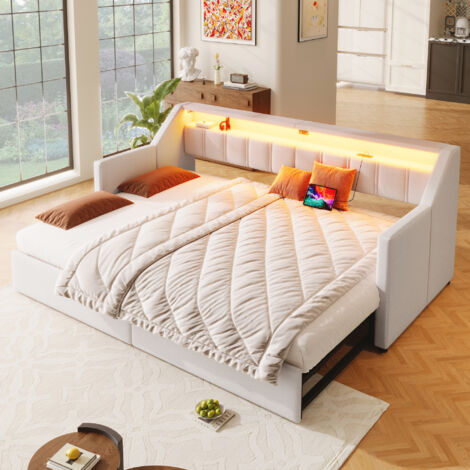 Cama Nido 90x200 Cm Con Lecho Extensible Beige