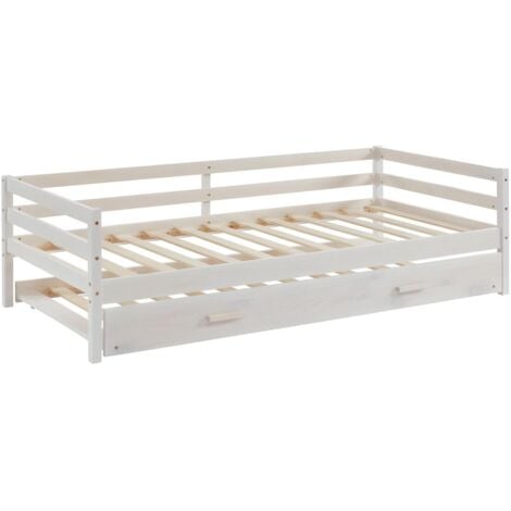 VENTE-UNIQUE Cama nido AEDAN II - 2 x 90 x 190 cm - Pino macizo y MDF - Blanca