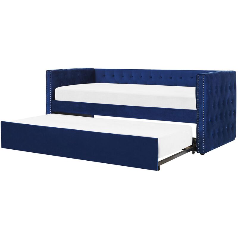 

Beliani - Cama nido de terciopelo azul 90 x 200 cm GASSIN