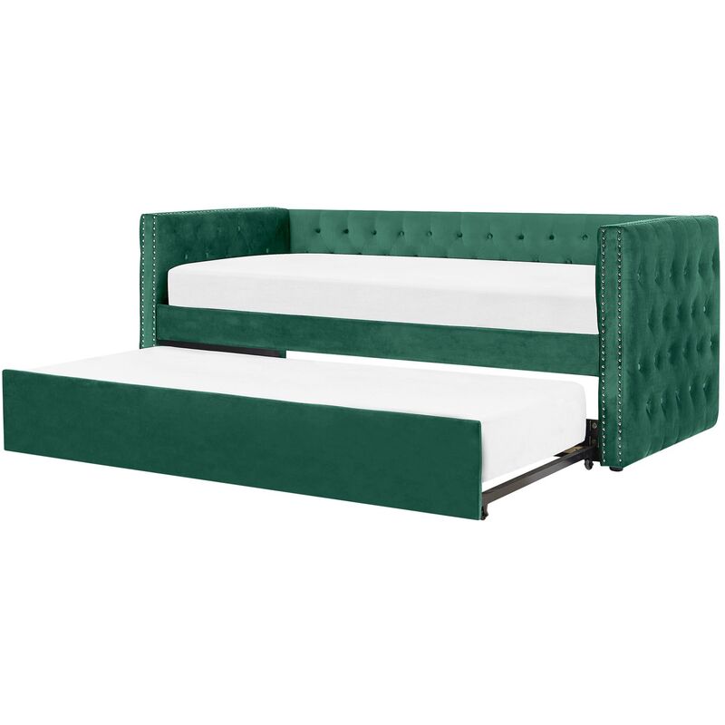 

Beliani - Cama nido de terciopelo verde 90 x 200 cm GASSIN