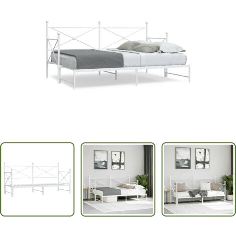 Cama nido -  Diván con nido sin colchón blanco 90x200 cm acero