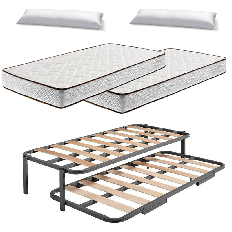 

Hogar24 - Cama Nido Estructura reforzada doble barra superior (4 patas) + 2 Flexitex + 2 Almohadas de Fibra 105x180cm