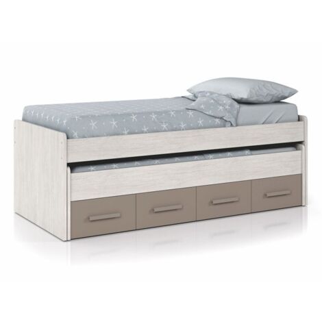 Cama Nido Infantil Juvenil con cajones Basalto y blanco alpes 198x69x96 cm