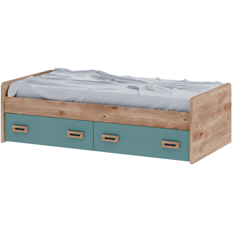 

Cama nido juvenil 2 cajones Start, 199x60x98 cm | Roble | Aqua-blue