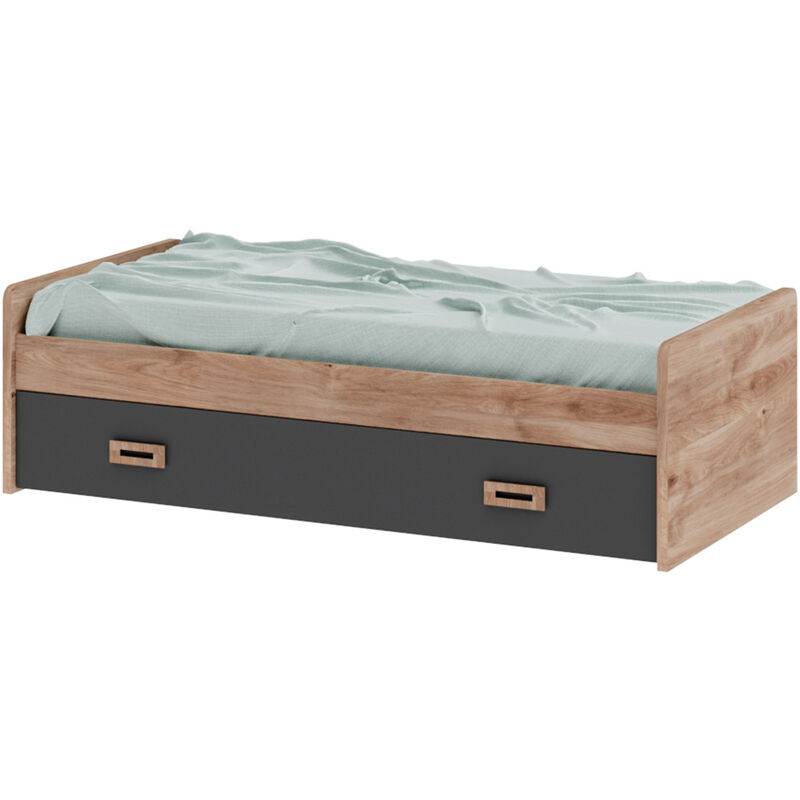 

Cama nido juvenil con frontal Start, 199x60x98 cm | Roble | Grafito