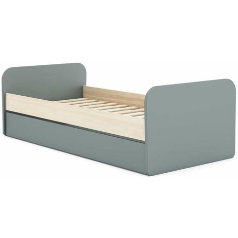 Cama nido juvenil DYLAN acabado verde kaki/cera blanca, 65cm(alto) 205cm(ancho) 102cm(fondo)
