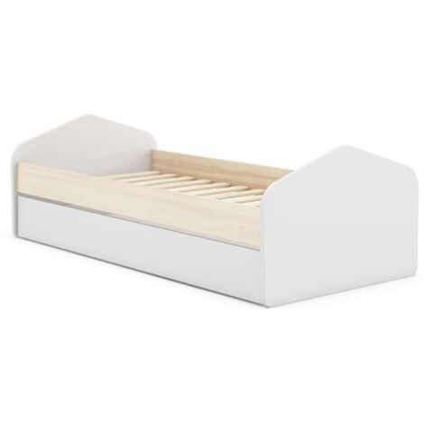 Cama nido juvenil Estela acabado blanco/cera blanca, 65cm(alto) 100cm(ancho) 205.4cm(fondo)