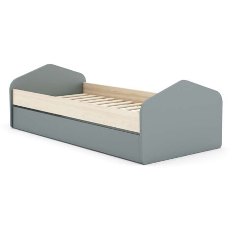 Cama nido juvenil Estela acabado verde kaki/cera blanca, 65cm(alto) 100cm(ancho) 205.4cm(fondo)