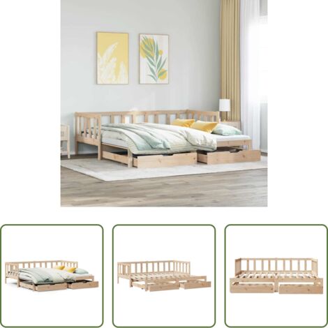 Cama nido -  Sofá cama nido con cajones sin colchón 80x200 cm