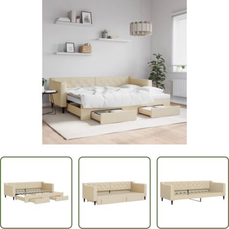 Cama nido -  Sofá cama nido con cajones tela color crema 80x200 cm