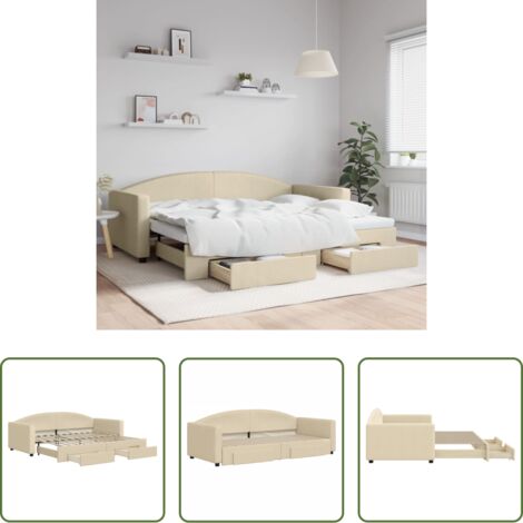 Cama nido -  Sofá cama nido con cajones tela color crema 90x200 cm