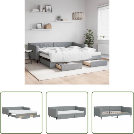 Cama nido -  Sofá cama nido con cajones tela gris claro 100x200 cm