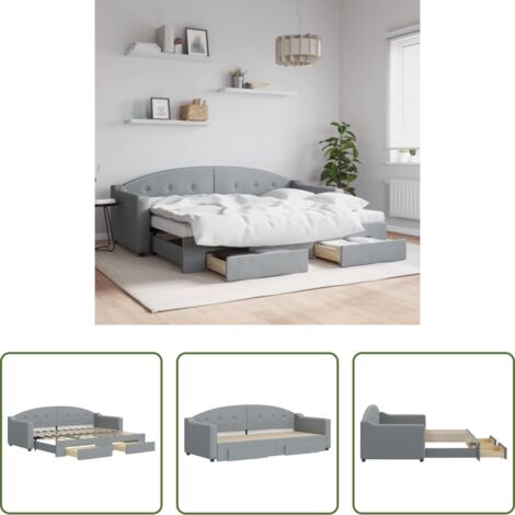 Cama nido -  Sofá cama nido con cajones tela gris claro 80x200 cm